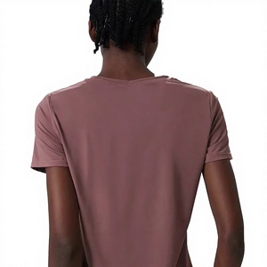 Women's Solid Color O-Neck Short Sleeve T-Shirt Regular Fit Quick Dry Knitted Casual Top Women T-Shirts For Sale <b>Online</b> - Product Image 6