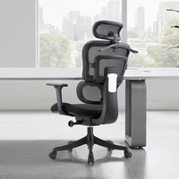 Fauteuil de bureau ergonomique moderne haut de gamme en tissu, avec accoudoirs réglables, base en aluminium et réglage pivotant