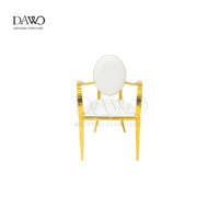 Acier inoxydable doré Mr. & Mrs. Chaise de mariage avec accoudoirs courbes et coussin blanc