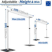 Support de toile de fond réglable en aluminium 10x20 pieds, extensible, pour mur de fleurs, cadre de rideau pour décoration de fond de mariage, événement ou fête