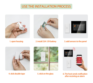 مجسات اهتزاز لكسر الزجاج Mhz ، تطبيق تويا لنافذة الباب ، جهاز إنذار ينبح ، جهاز إنذار مدى السرقة soglar ضد السرقة ، أمن المنزل - Product Image 5