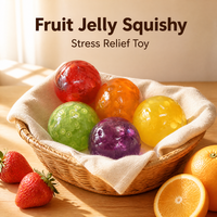 Balle anti-stress en gel souple et translucide en forme de fruit, lot de 5, jouets à presser pour la maison et le bureau