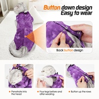 Combinaison de récupération pour chat en coton tricoté tie-dye, avec fermeture dorsale anti-léchage, respirante, post-chirurgie, pour chats de petite et moyenne taille S-M-L