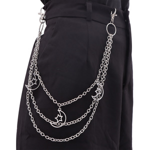 จี้รูปพระจันทร์และดาว สร้อยคล้องกางเกงหลายชั้น สร้อยคาดเอวสีเงินทิเบต เครื่องประดับแฟชั่นลำลอง - Product Image 1