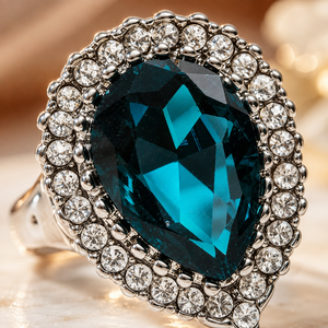 Anello Blu da Donna Stile Vintage per Uso Quotidiano, Accessorio da Dito - Product Image 5