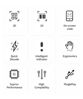 Lecteur de codes-barres portable sans fil 2D 2,4 GHz et USB Yokoscan HS25 avec support inclus pour supermarchés et inventaire