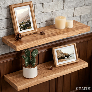 Rustic <strong>Heavy</strong> <strong>Duty</strong> Wooden Floating <strong>Shelves</strong> Wall Mounted Invisible Bracket 8' Deep 24" Wide 2-Tier Set Living Bathroom Bedroom - Product Image 3