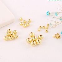 Perline Distanziatrici Rotonde Lisce in Lega di Rame da 4/6/8/10mm, Placcate Oro 14K, Multicolore, in Metallo, Sciolte, per Creazione Gioielli Fai da Te e Braccialetti