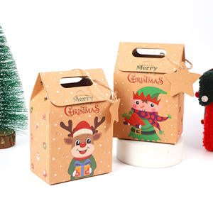 Festive Santa Elf Snowman Prints Designs Star Tags Boîtes à friandises en papier Kraft personnalisables écologiques pour la décoration du Festival - Product Image 3