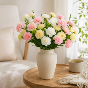 Composizioni Floreali LUYI all'Ingrosso, Moderne e Artigianali, Ecologiche, in Seta Artificiale, Bouquet di 10 Garofani per la Festa della Mamma - Product Image 5