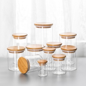 Storage Jars Jar Lid For Glass Jar Large Glass Food Storage Jars Wholesale Glass Jar Wooden Lid For Honey Food Candy Glass Jar