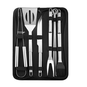 Ensemble de pinces de barbecue portables en acier inoxydable W011 pour l'extérieur avec sac Oxford, brosse et fourchette à barbecue – Outil domestique en gros - Product Image 2