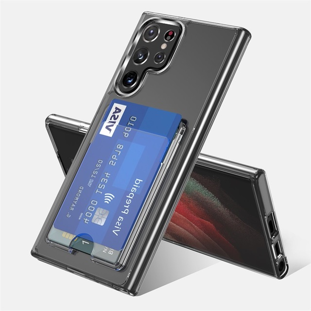 Transparent Tpu Pc 2 in 1 Phone Case With Card Holder for Samsung Note 10 S21 S22 Pro