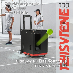 Machine à lancer des balles de tennis portable en aluminium avec télécommande, vitesse réglable, angle de lancement, capacité de 80+ balles pour l'entraînement en extérieur - Product Image 2