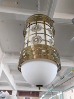 Lustre LED blanc en acier inoxydable personnalisable pour mosquée, garantie 10 ans, intensité réglable, éclairage de luxe pour grande mosquée