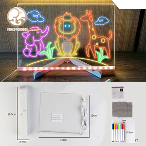 Tableau d'affichage en acrylique en gros, tableau de <span class=keywords><strong>dessin</strong></span> pour enfants, tableau transparent à rétroéclairage LED fluorescent effaçable, tableau d'affichage DIY - Product Image 1