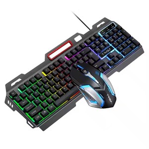 TF600 RGB LED rétro-éclairé <span class=keywords><strong>clavier</strong></span> de mécanicien de jeu 104 touches <span class=keywords><strong>avec</strong></span> ensemble de <span class=keywords><strong>souris</strong></span> USB filaire plaque métallique bureau pour les joueurs - Product Image 1