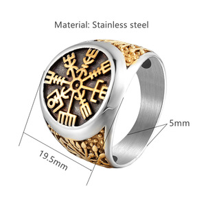 Anillo de acero inoxidable con runas vikingas para hombre, diseño de copo de nieve de dos tonos, joyería de regalo - Product Image 4