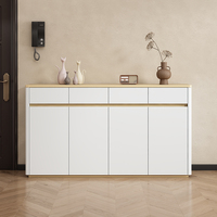 Meuble à chaussures en bois massif, couleur noyer, style luxe léger, sur mesure, pour entrée, rangement intérieur