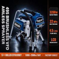 Pistol Semprot Airless Motor Brushless Listrik Tekanan Tinggi 495 Mesin Pelapis DIY untuk Penyemprotan Cat Lateks Industri
