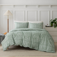 Nouvel arrivage transfrontalier, best-seller : Parure de couette synthétique verte, motif floral végétal imprimé brossé, peinte à la main, style Fudge-Weighted