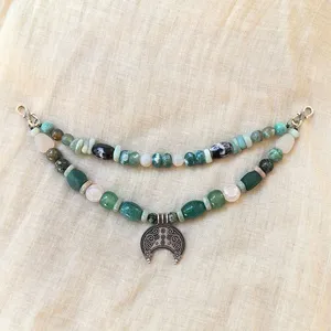 Chaîne de broche classique verte rétro à 2 rangs avec onyx vert, bijoux viking, collier celtique, bijoux tribaux, cadeau pour <span class=keywords><strong>vous</strong></span> - Product Image 2