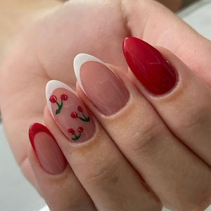 24 pièces en gros bout d'<span class=keywords><strong>ongle</strong></span> rond à doigts courts fleur d'art français minimaliste <span class=keywords><strong>faux</strong></span> ongles bord brun imperméable réutilisable ongles - Product Image 6