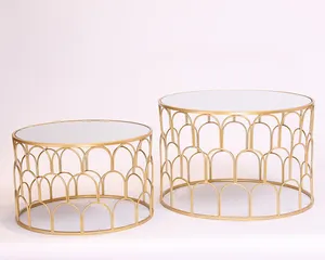 金属圆形短台面镜子圆形咖啡桌