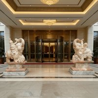 Grandes sculptures de lions en marbre pour l'extérieur, décoratives pour jardin, statues de lions en marbre grandeur nature, sculptures d'animaux en pierre