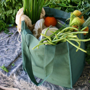 Sacs d'épicerie en toile rayée réutilisables de luxe en coton biologique pour les légumes - Product Image 2