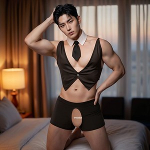 Obsessed Conjunto <span class=keywords><strong>de</strong></span> Lencería <span class=keywords><strong>de</strong></span> Poliéster Negro Talla Única, 3 Piezas, Disfraz <span class=keywords><strong>de</strong></span> Cosplay <span class=keywords><strong>de</strong></span> Sirvienta Conejita, Conjuntos Sexys <span class=keywords><strong>de</strong></span> Corte Abierto para Hombre - Product Image 1