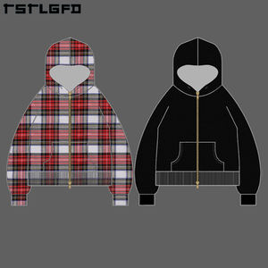 Manufacturers Custom Double-Layer Reversible Zip-Up Stand Collar Cropped Boxy Double-<b>Flannel</b> Two-Sided Zipper <b>Men</b> <b>Jacket</b> - Product Image 2