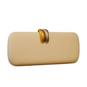 Women Solid PU Evening Bag Elegant Two Tone Closure Clutch Purse Versatile Chain Strap Handbag for Formal Occasions - Product Image 5