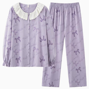 Printemps Nouveau Pyjamas Femmes Coton Manches Longues Femmes Drawframe Coton Home Wear Set - Product Image 1