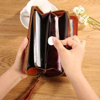 Dompet Kulit PU Panjang Wanita dengan Kancing Penutup, Kapasitas Besar, Banyak Slot Kartu, Tas Genggam, Lapisan Poliester, Tas Tangan Mewah untuk Sehari-hari