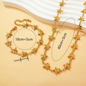 Оптовая продажа, 18 карат позолоченный комплект ювелирных изделий из нержавеющей стали, модная звезда, Луна, бабочка, цветок, полый Шарм для женщин - Product Image 6