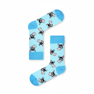 Calcetines unisex azules hasta el tobillo con diseño de burro sonriente, transpirables para uso en verano - Product Image 2