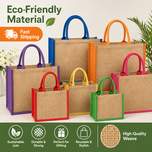 Sac fourre-tout en <span class=keywords><strong>jute</strong></span> écologique résistant et laminé, imperméable, réutilisable, personnalisable avec fermeture éclair - Product Image 1