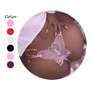 L2432 Wholesale Womens Sexy Lace Butterfly Transparent Erotic Micro Lingerie thong g-string crotchless Panties