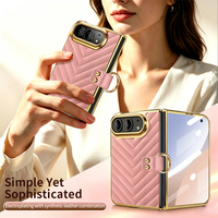 Étui de téléphone de luxe en cuir PU électroplaqué antichoc avec support à double anneau et protection d'écran en verre pour écran pliable