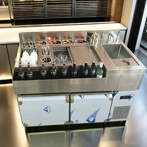 Station de bar à cocktails haut de gamme en acier inoxydable avec évier intégré pour bar de boutique - Product Image 3