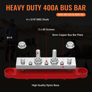 Barres de distribution de batterie 400A 48V en cuivre avec goujons M8 certifiées RoHS et CE pour applications marines, automobiles et solaires (vente en gros) - Product Image 2