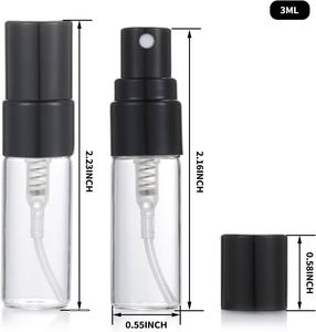 Botella de Perfume de Vidrio Transparente Vacía de 10 ml para Viaje, Dispensador de Muestras de Fragancias y Aceites Cosméticos, Tapa Negra, Difusor de Aroma con Serigrafía - Product Image 2