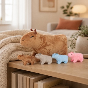 Juego de Peluches Personalizados de Mamá Capibara y 4 Bebés, de Algodón PP Suave, Animal de Peluche Kawaii, Almohada Familiar para Abrazar, Decoración de Habitación, Regalo - Product Image 4