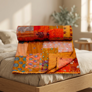 Tamaño de la Reina bordado a mano Patchwork Kantha edredón Kantha colcha - Product Image 3