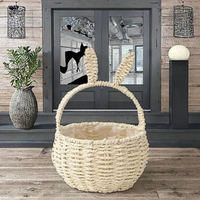 Bobai Jiaxiang panier de fleurs de Pâques fait à la main paniers de rangement en forme d'oreilles de lapin mignon panier cadeau avec conception tissée à la main