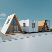 Villa modulaire en bois à ossature en A, maison conteneur économique, structure en acier, design moderne, installation rapide pour usage résidentiel, hôtelier, bureautique ou en appartement.