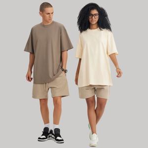 Ventes directes, t-shirts à manches courtes en coton lourd pour le printemps et l'été, hauts à col rond, hauts décontractés amples, décontractés pour unisexe - Product Image 2