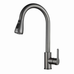 304 Stainless Steel Single-hole <b>Brushed</b> Nickel-colored Dual-function Cold and Hot Kitchen Pull-out Faucet - Product Image 1