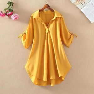 <b>Women's</b> Regular Fit Casual Vintage Chiffon Plus Size Autumn Spring <b>Blouse</b> Stand Collar Raglan <b>Sleeve</b> Quick Dry Nylon Front Logo - Product Image 3